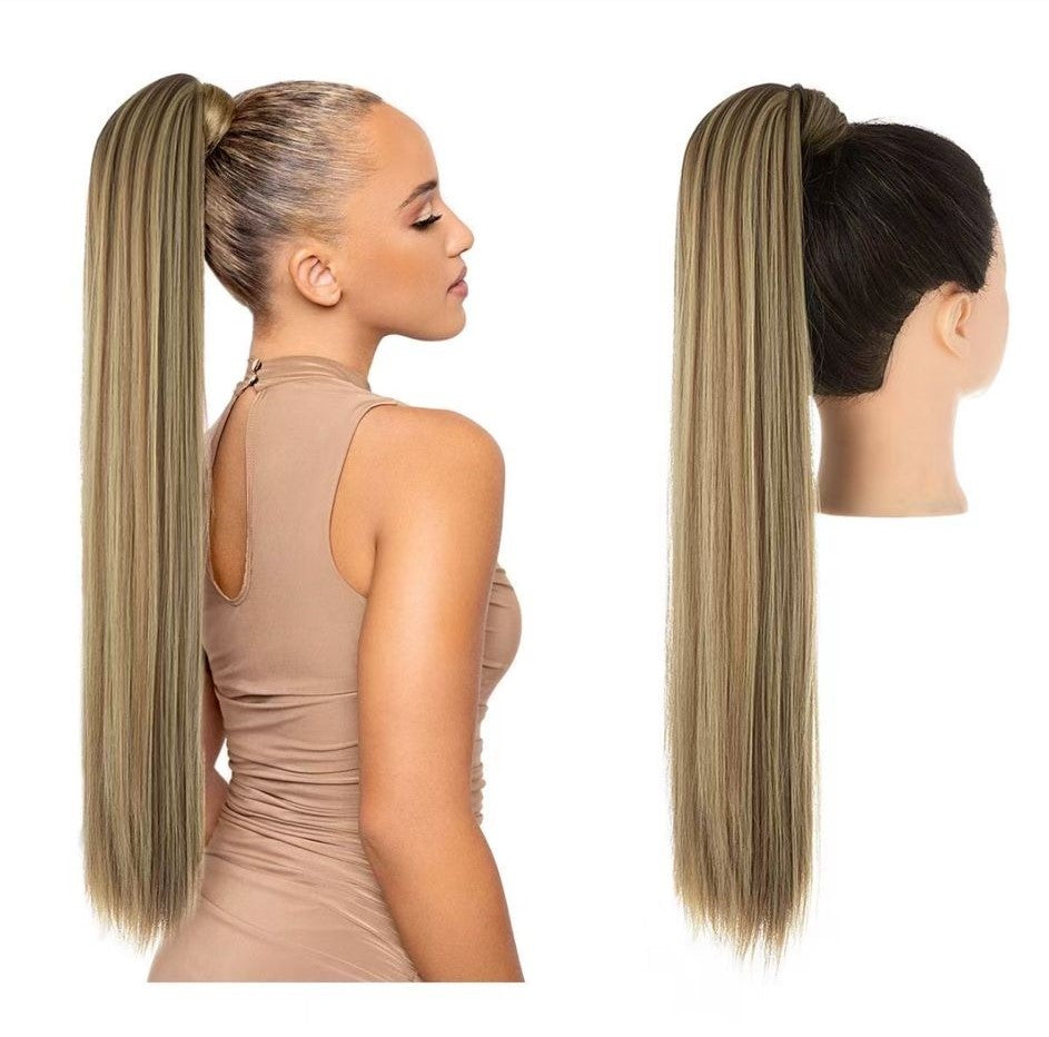 Coda Liscia 70CM Biondo Cenere con Riflessi Platino