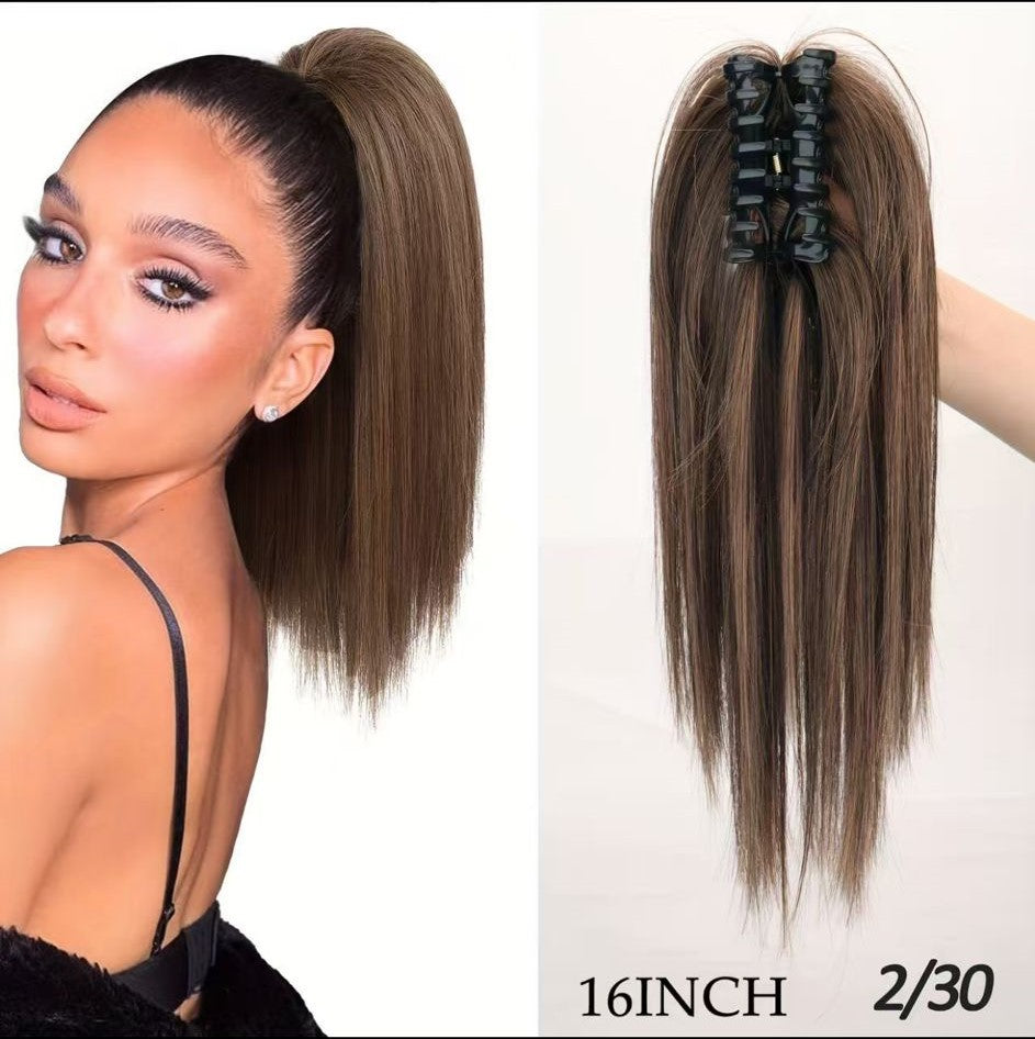Coda Liscia 40CM Mix Castano Scurissimo e Biondo Ramato