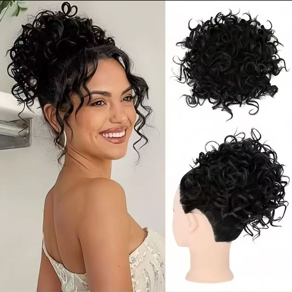 Chignon Ricci Nero Inchiostro