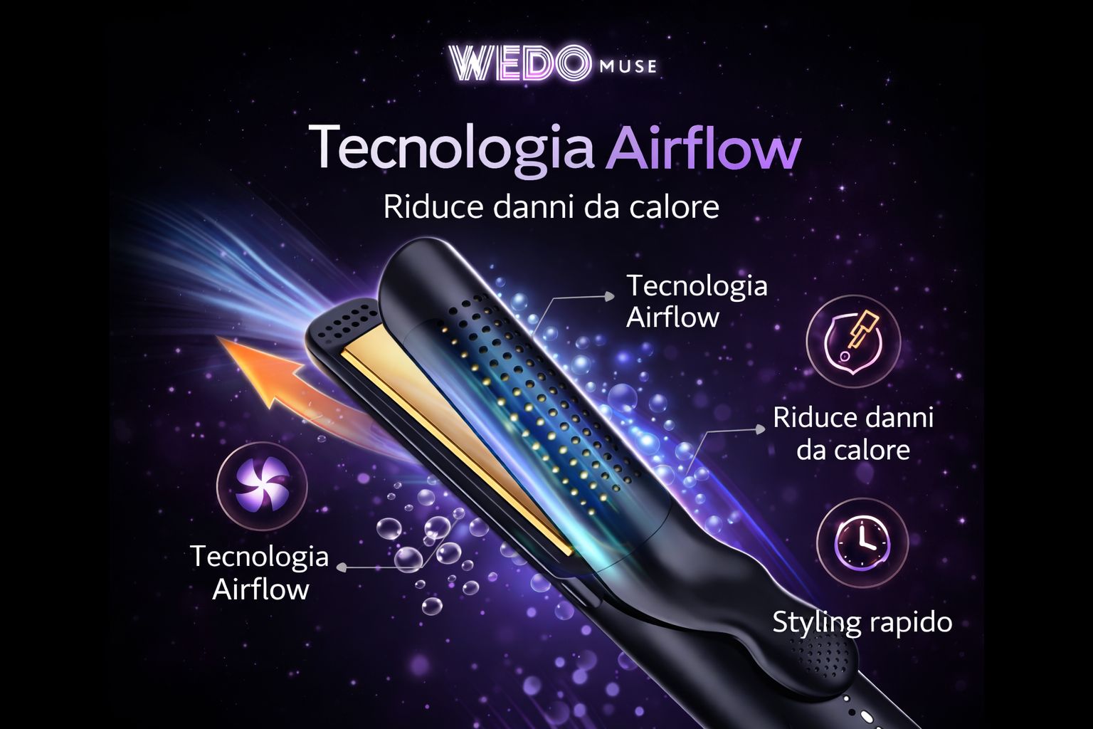 Styler Professionale 3-in-1 Airflow: Lisci, Ricci e Onde con Protezione Attiva