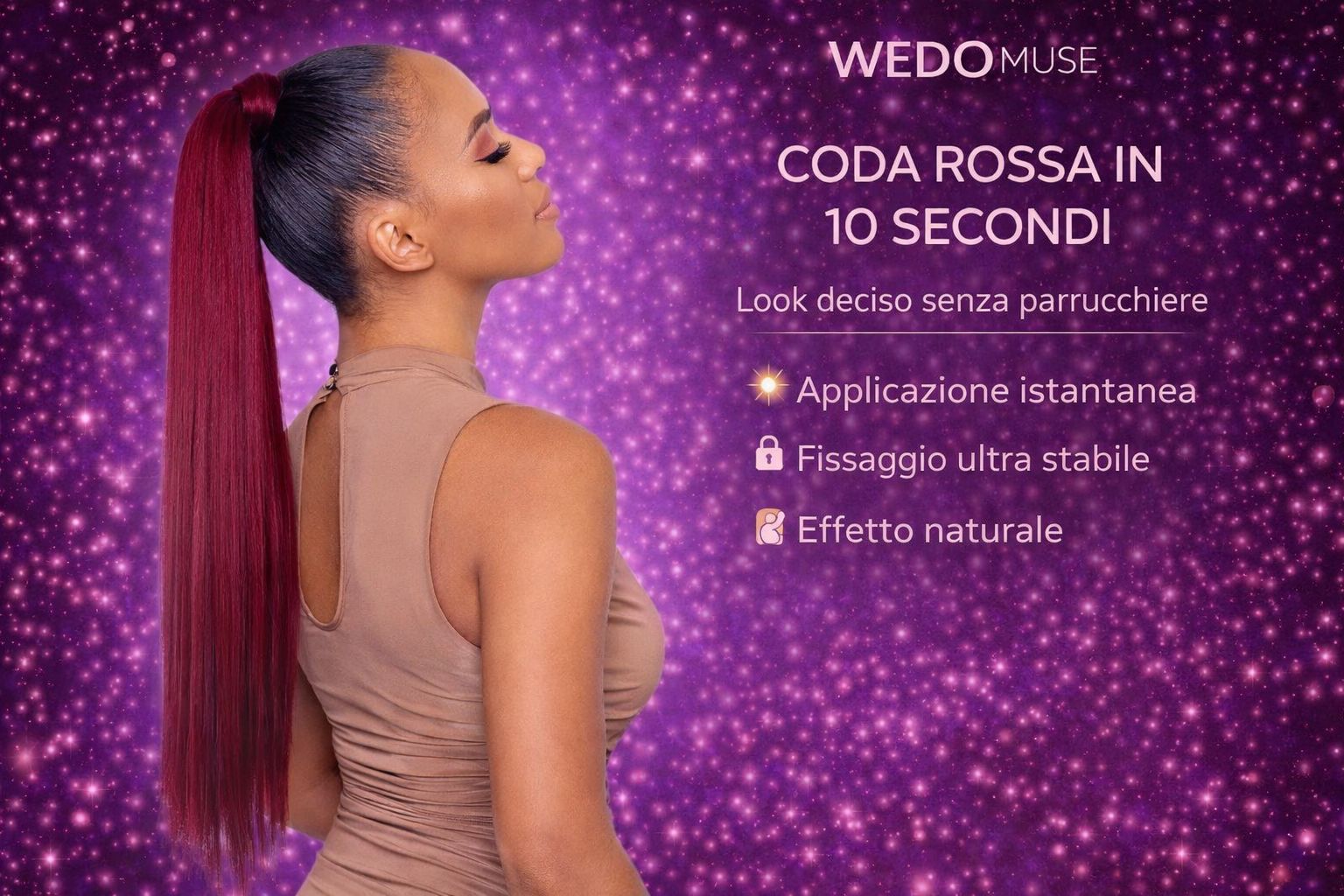 Coda Liscia 70CM Rosso Wine Red